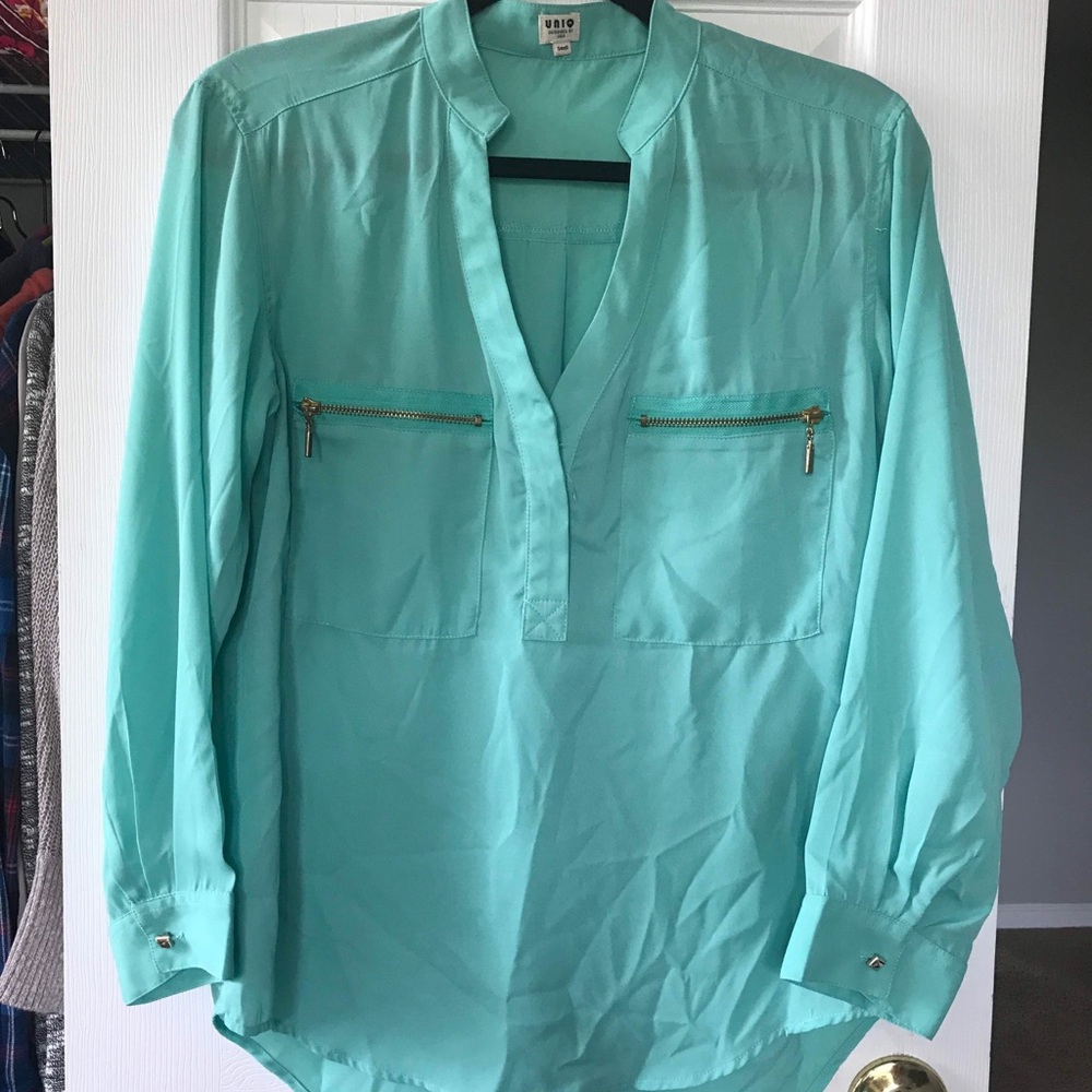 Mint High/Low 3/4 length sleeve top